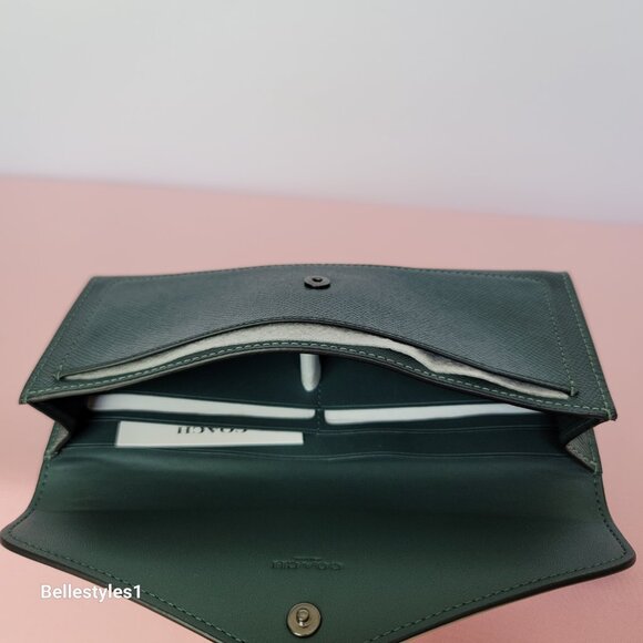 COACH Wyn Envelope Crossgrain Leather Wallet- Forest color - Picture 14 of 16